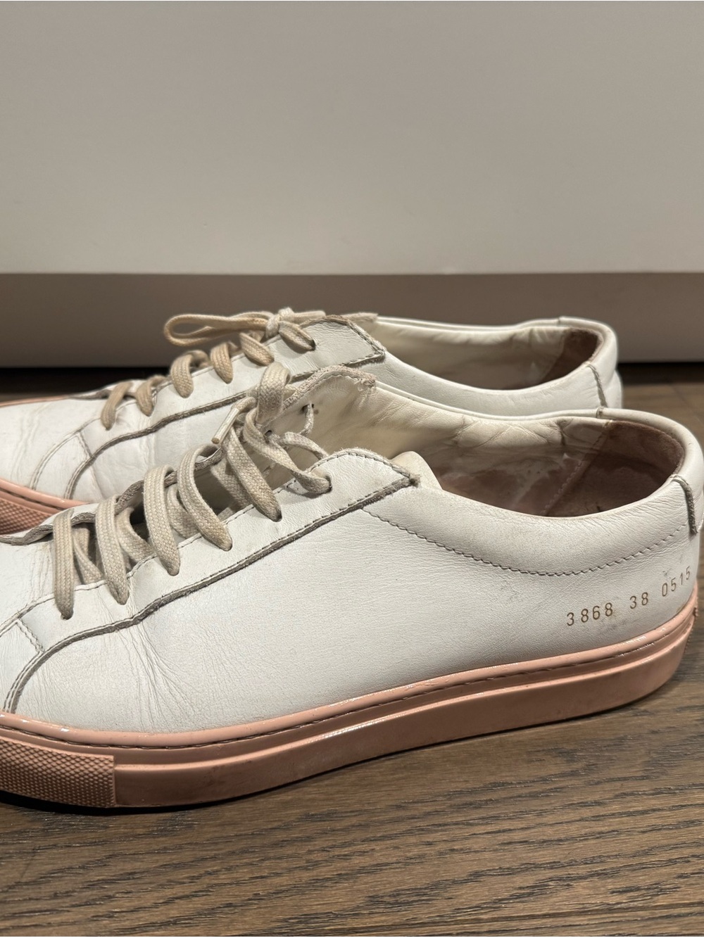 Common Projects White Leather Sneakers with Pink Rubber Sole
